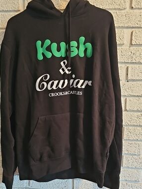 Crooks & Castles Black Hoodie with Green and White Logo